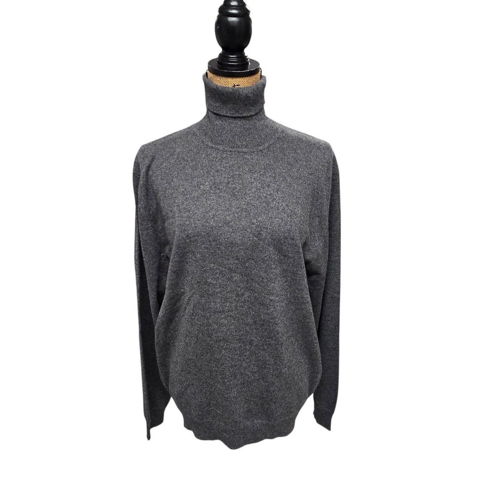 Oliver Perry Turtleneck Sweater 2 Ply 100% Cashmere Chalkboard Gray M NWT Luxury